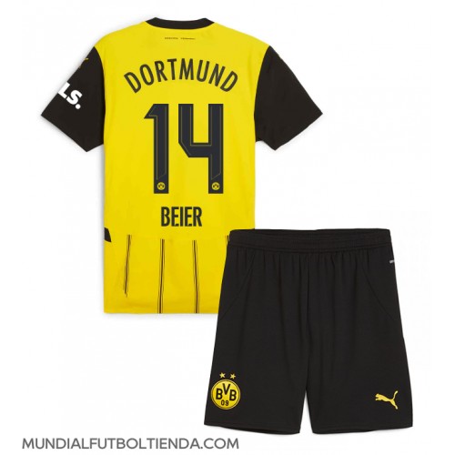 Camiseta Borussia Dortmund Maximilian Beier #14 Primera Equipación Replica 2024-25 para niños mangas cortas (+ Pantalones cortos)